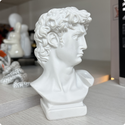 FIGURA DECORATIVA DE CABEZA DE HOMBRE ORGANIZADOR BLANCO