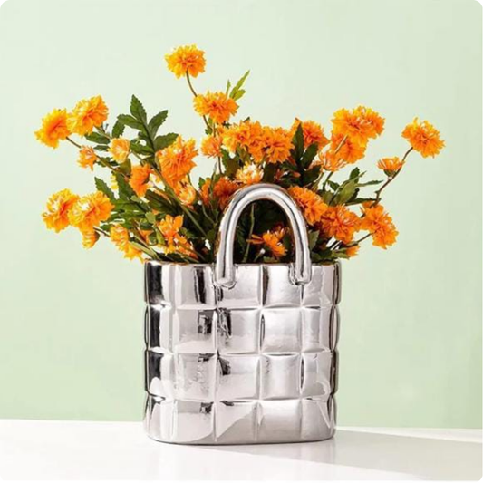 FLORERO CARTERA PLATEADA GRANDE