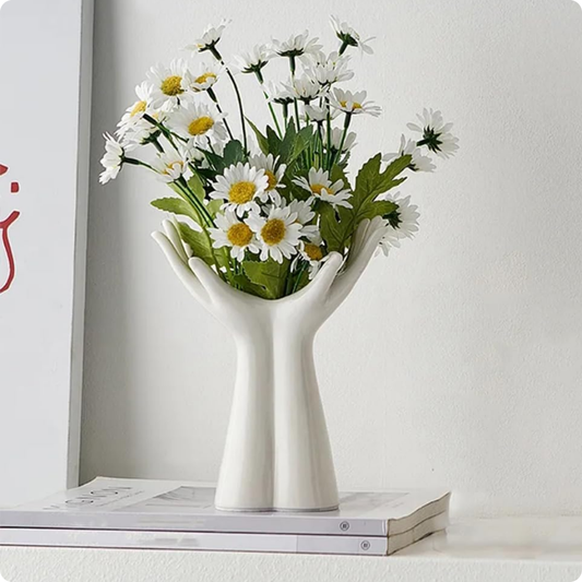 FLORERO DE MANO DE PORCELANA BLANCO