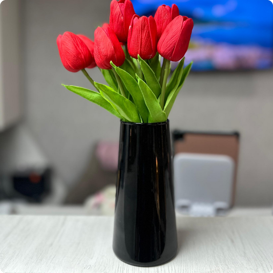 FLORERO NEGRO DE VIDRIO