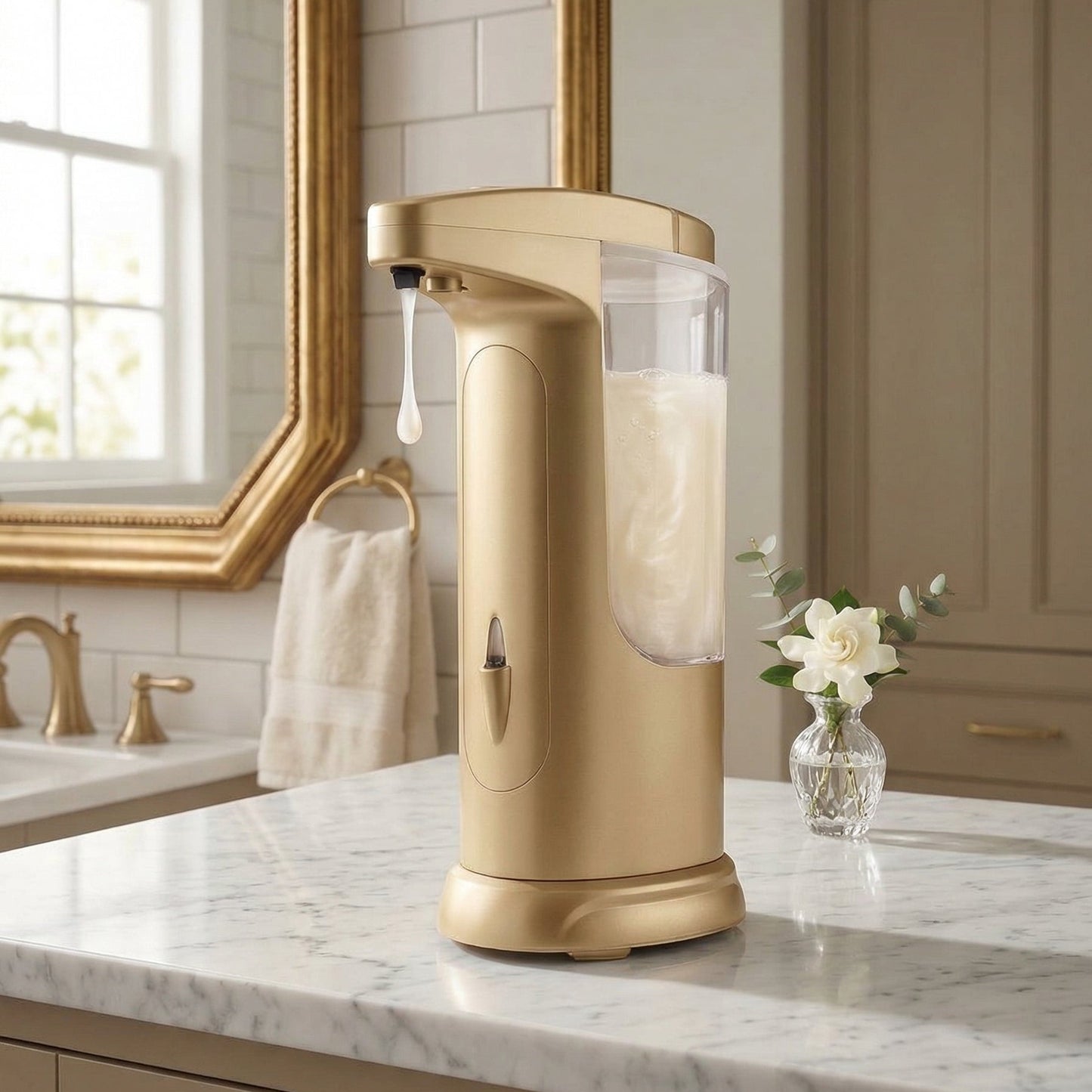 DISPENSADOR DE JABÓN CON SENSOR DORADO