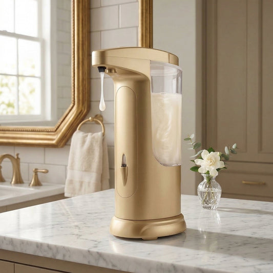 DISPENSADOR DE JABÓN CON SENSOR DORADO
