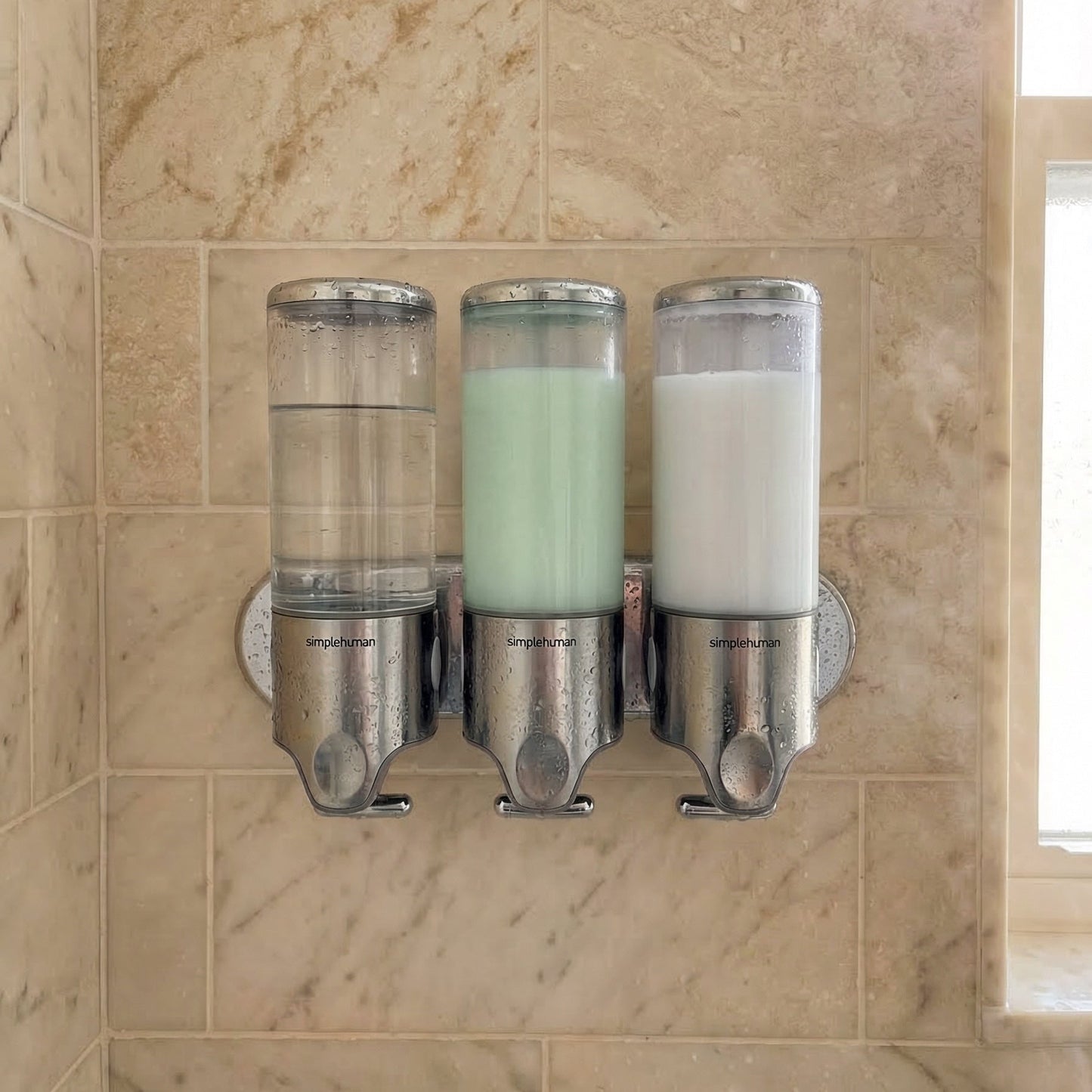 SET DE 3 DISPENSADORES DE PARED ACERO INOXIDABLE SIMPLEHUMAN - AMAZON