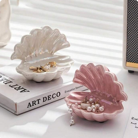 JOYERO DE OSTRA ROSADO Y TORNASOL BLANCO