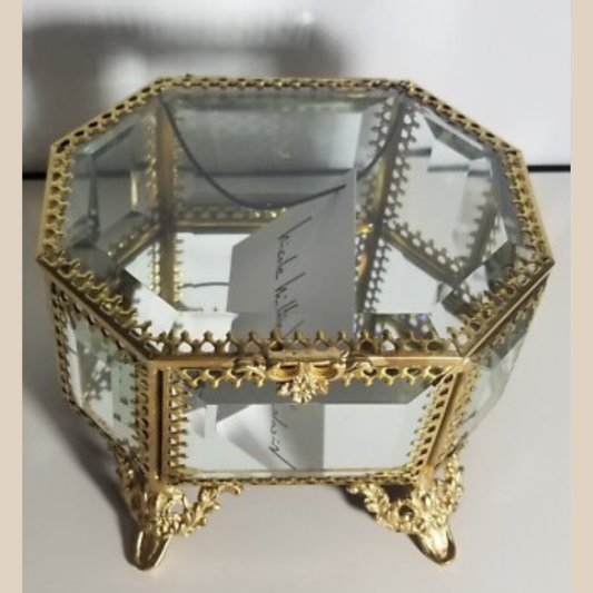 MINI COFRE DE ESPEJO CON BORDES Y PATITAS DORADAS