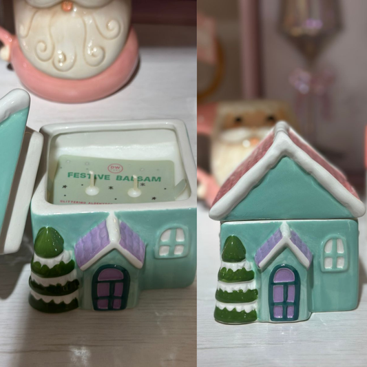VELA DE CASITA VERDE CON ROSADO