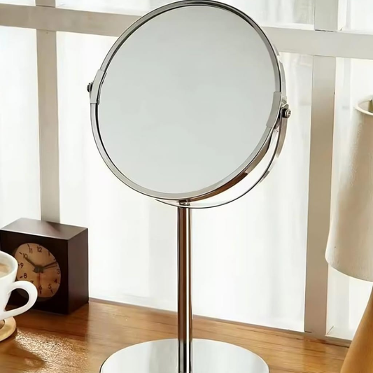 ESPEJO PARA SKINCARE CON AUMENTO PLATEADO