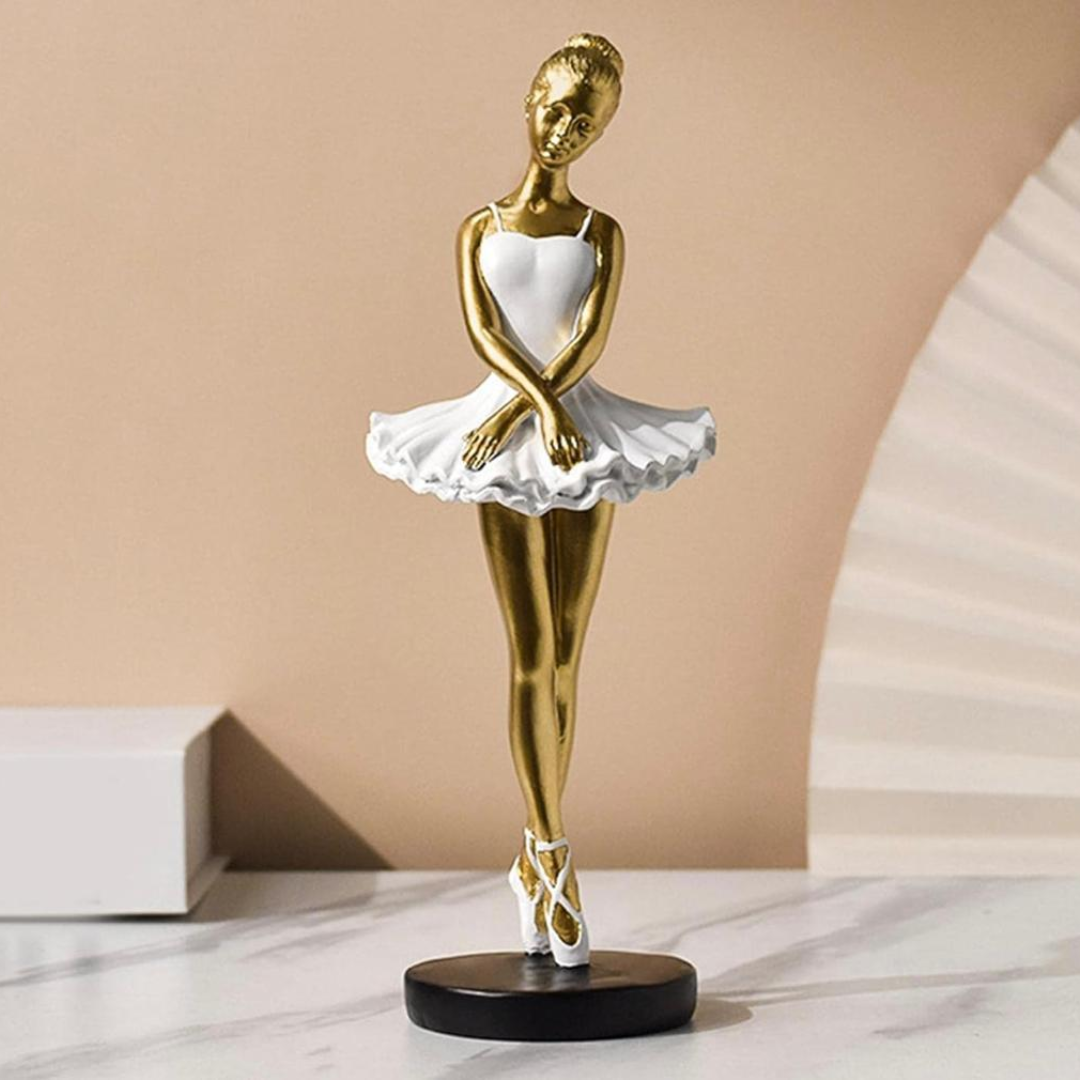 FIGURA DECORATIVA DE BAILARINA CON DORADO