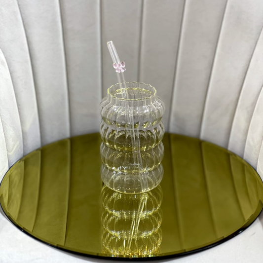 BANDEJA DORADA GRANDE DE VIDRIO