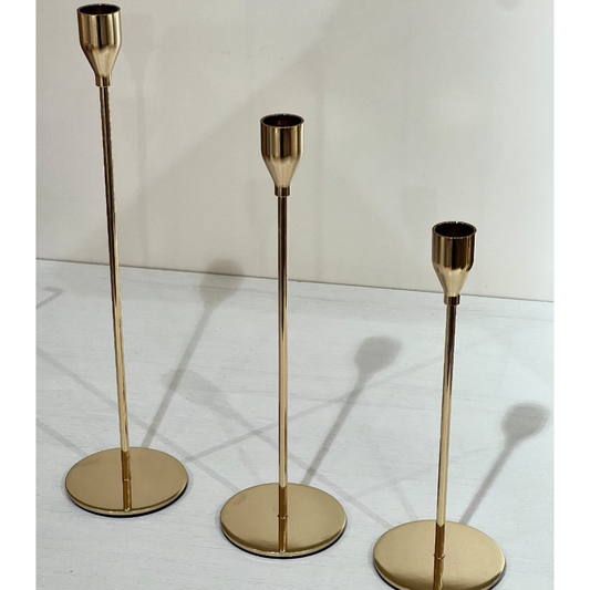 SET DE 3 CANDELABROS ROSE GOLD ELEGANTE