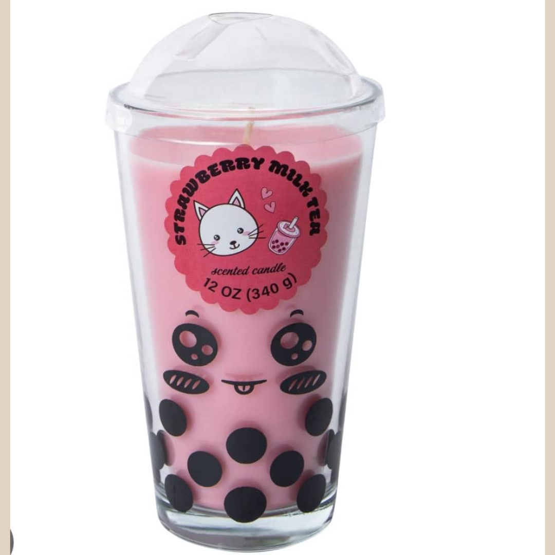 VELA CON DISEÑO DE BOBA TEA