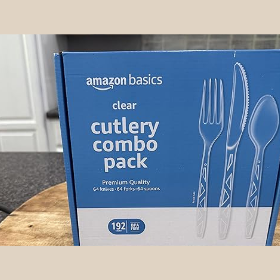 CAJA DE 192 CUBIERTOS AMAZON BASICS