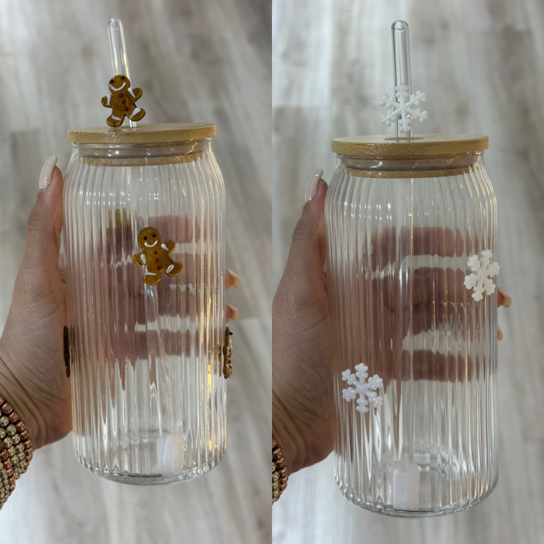 VASO REDONDO CON TAPA Y PITILLO DE NAVIDAD
