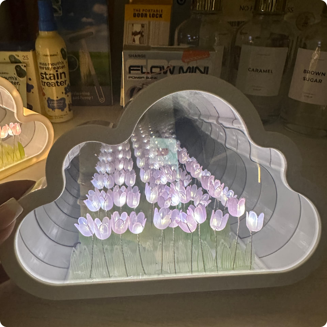 LÁMPARA LED NUBE TULIPANES LILA