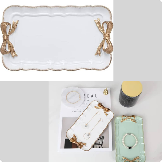 MINI BANDEJA DECORATIVA VINTAGE CON ASAS DE LAZO DORADA DE SASHA FITNESS