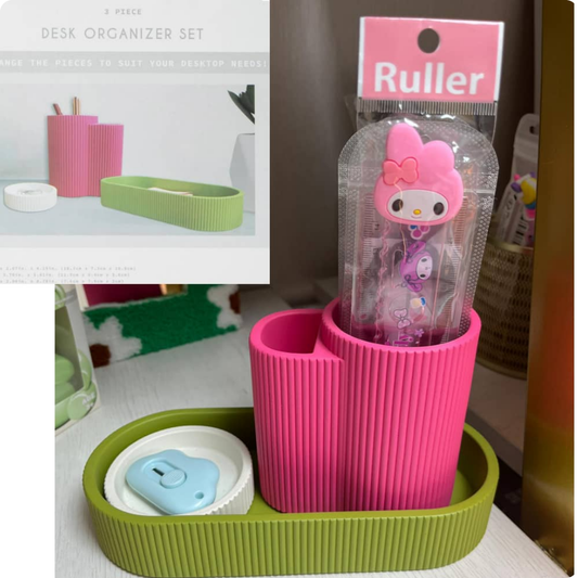 ORGANIZADOR DE ESCRITORIO DE COLORES 3 PIEZAS