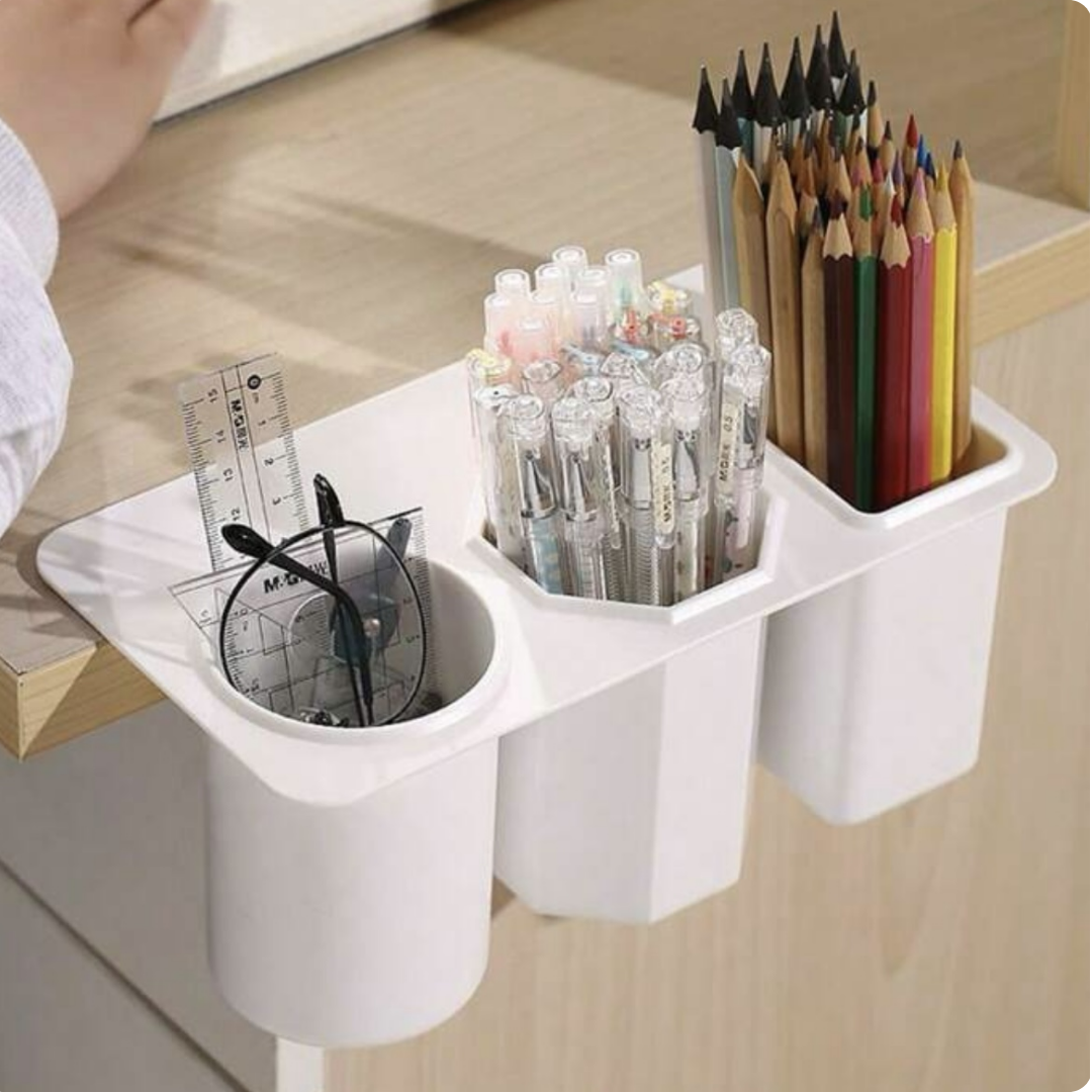 ORGANIZADOR DE PLÁSTICO COLGANTE PARA ESCRITORIO EN BLANCO CON VENTOSA