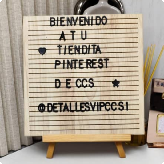 PIZARRA DE MADERA CON LETRAS