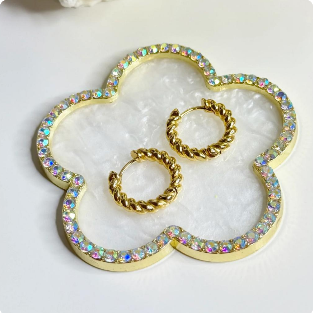 PORTA JOYA EN FORMA DE FLOR CON BRILLANTES