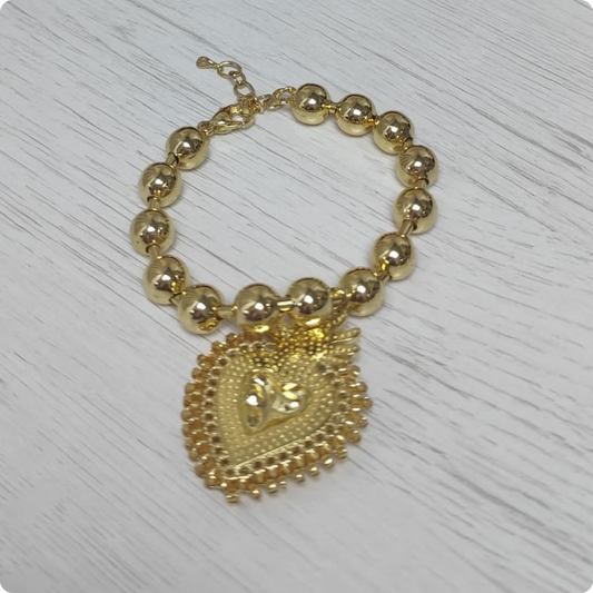PULSERA CORAZÓN DORADO