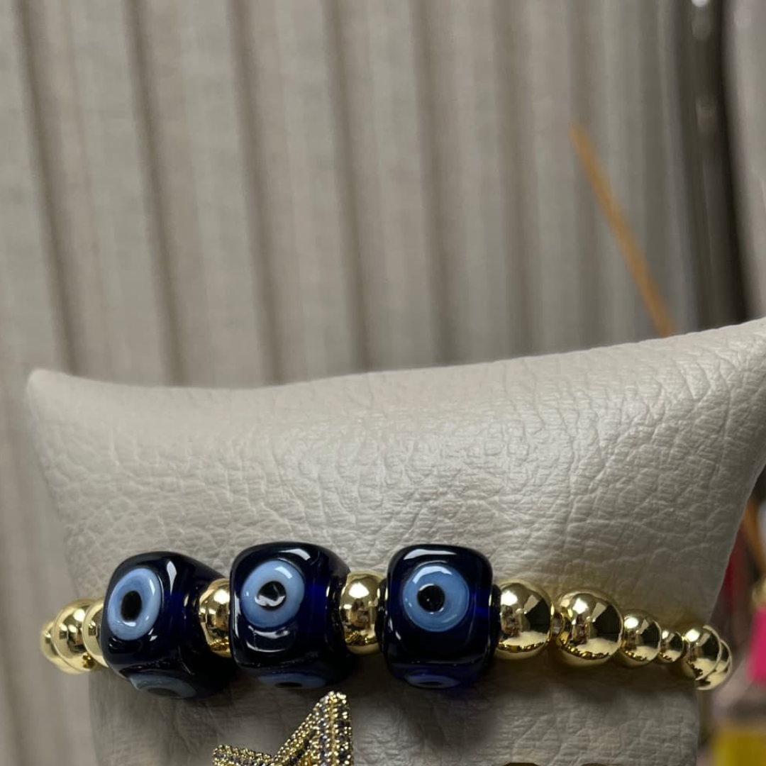 PULSERA DORADA DADO OJO TURCO