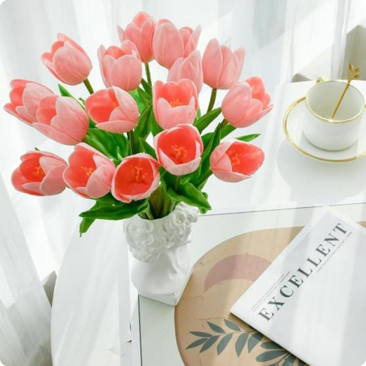 SET DE 10 TULIPANES ABIERTOS ROSADOS