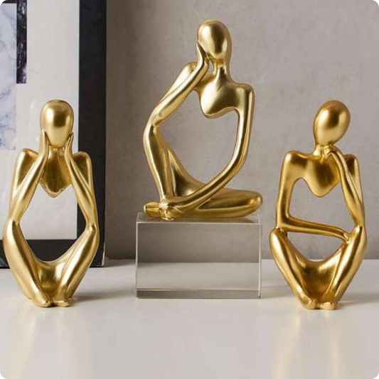 SET DE 3 DAMAS PENSANDO DORADAS