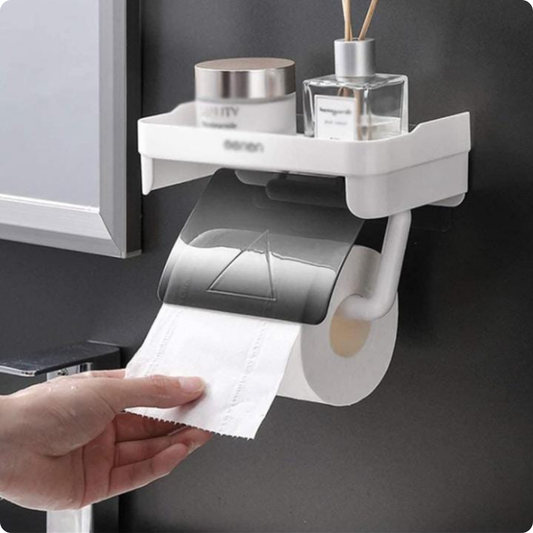 SOPORTE PARA PAPEL HIGIÉNICO CON BANDEJA EN BLANCO