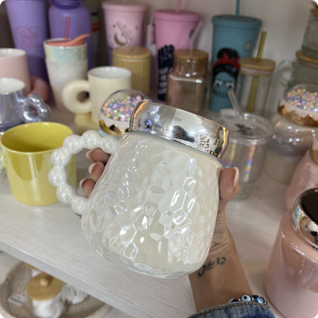 TAZA CON TAPA DE ESPEJO