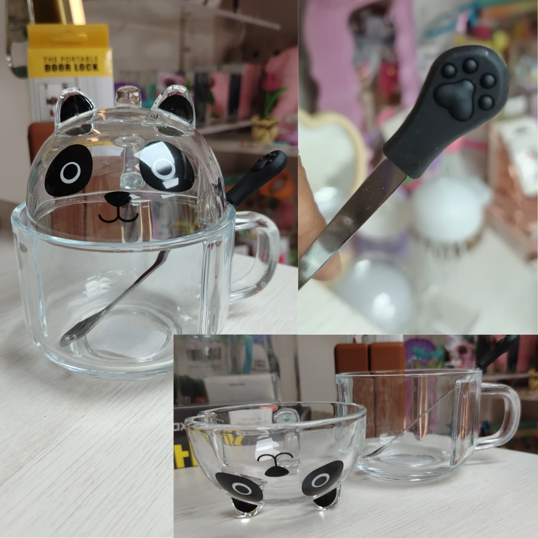 TAZA DE 3 PIEZAS DE VIDRIO OSITO