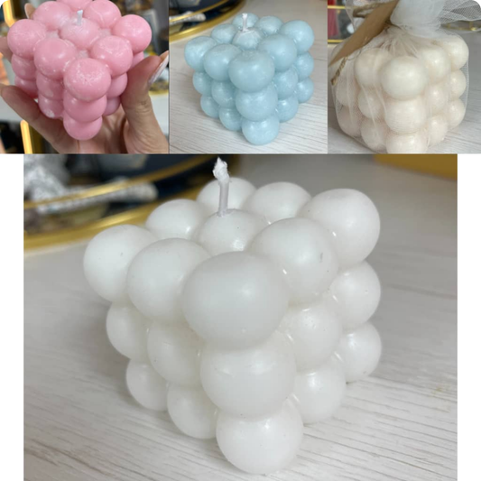 VELA CUADRADA PEQUEÑA ROSADA, AZUL, BLANCA Y NUDE