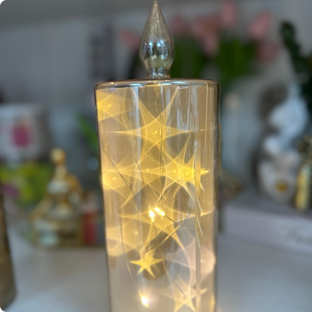 VELA DE VIDRIO CON LUZ GRANDE