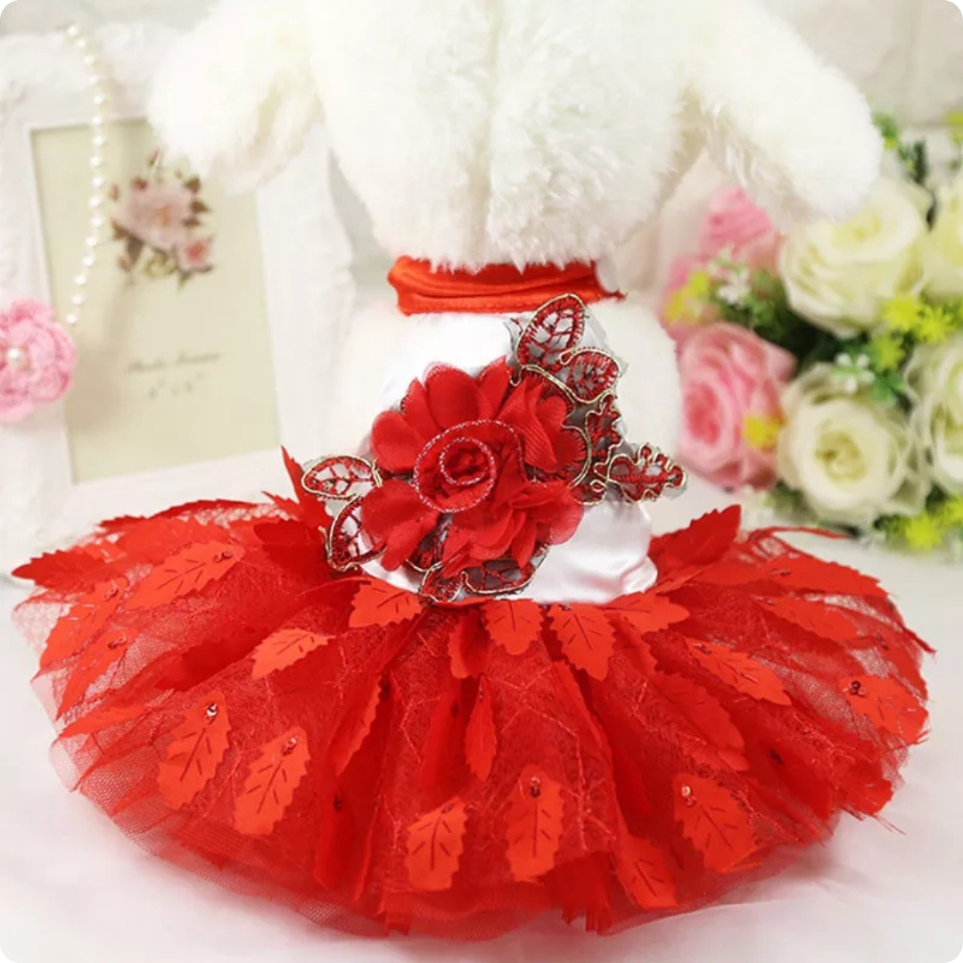 VESTIDO MASCOTA ROJO CON BLANCO TALLA S Y XL