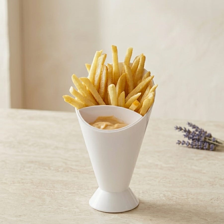 SOPORTE PARA BOCADILLOS Y SALSA EN BLANCO