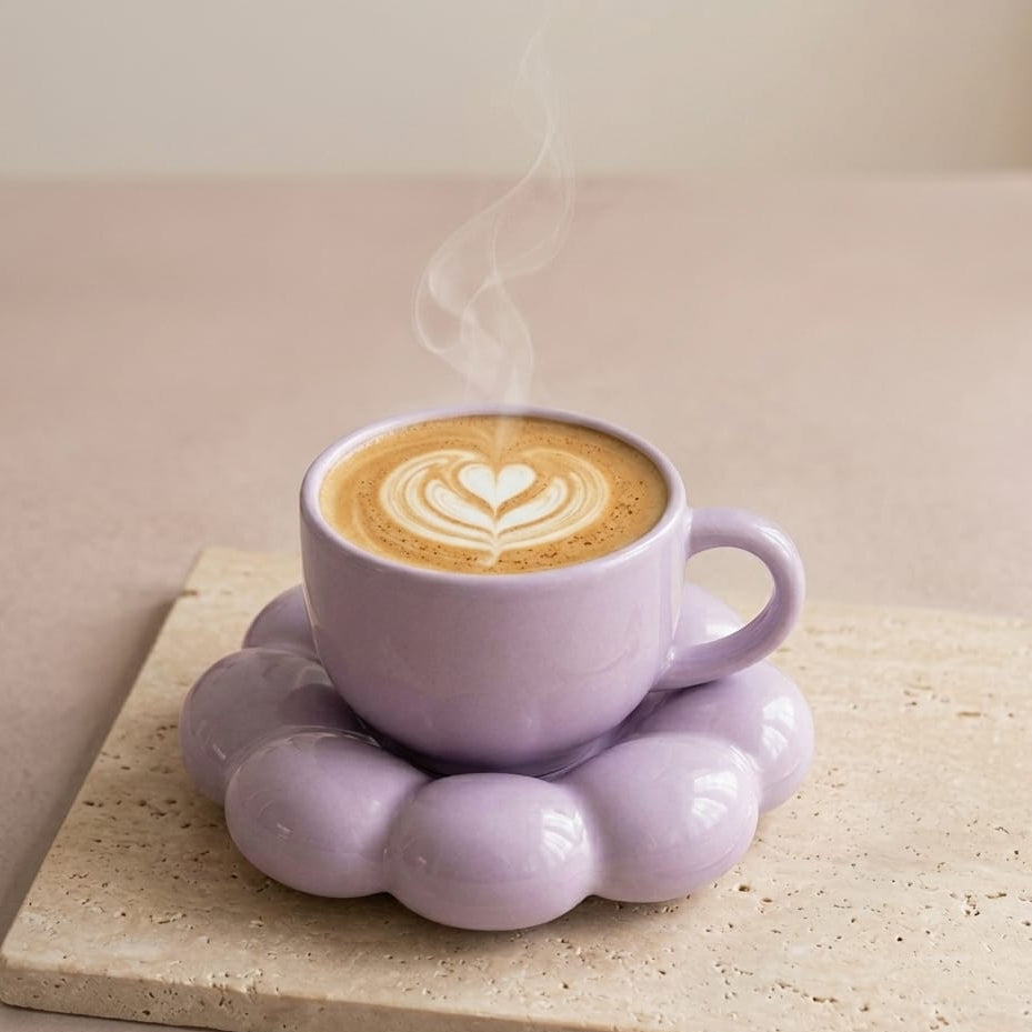 TAZA DE NUBE MORADA CON PLATO VIRAL