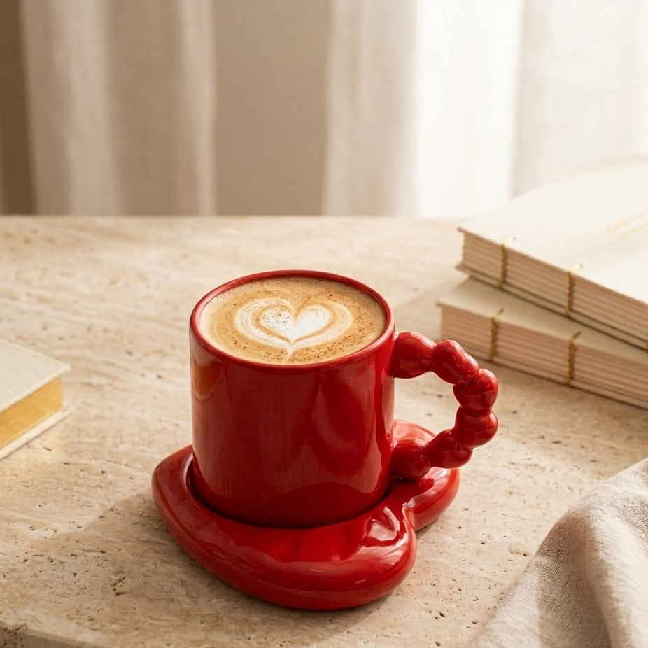 TAZA PLATO EN FORMA DE CORAZÓN