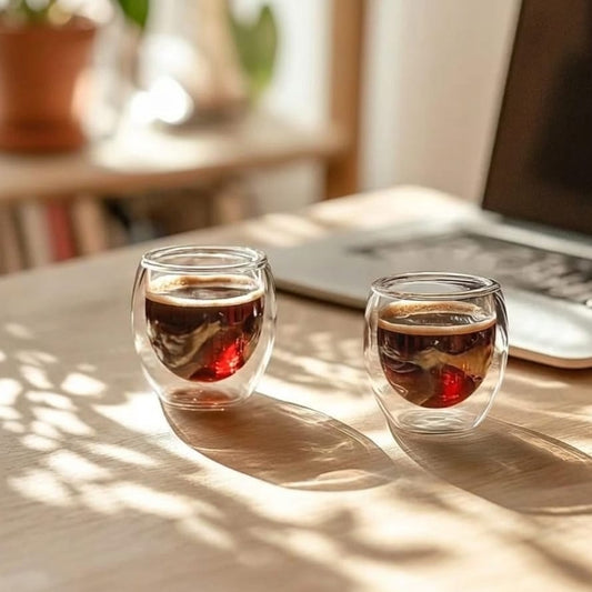 SET DE 4 MINI TAZAS DE VIDRIO TRANSPARENTE