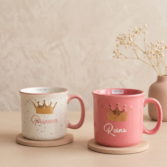 SET DE 2 TAZAS REINA Y PRINCESA