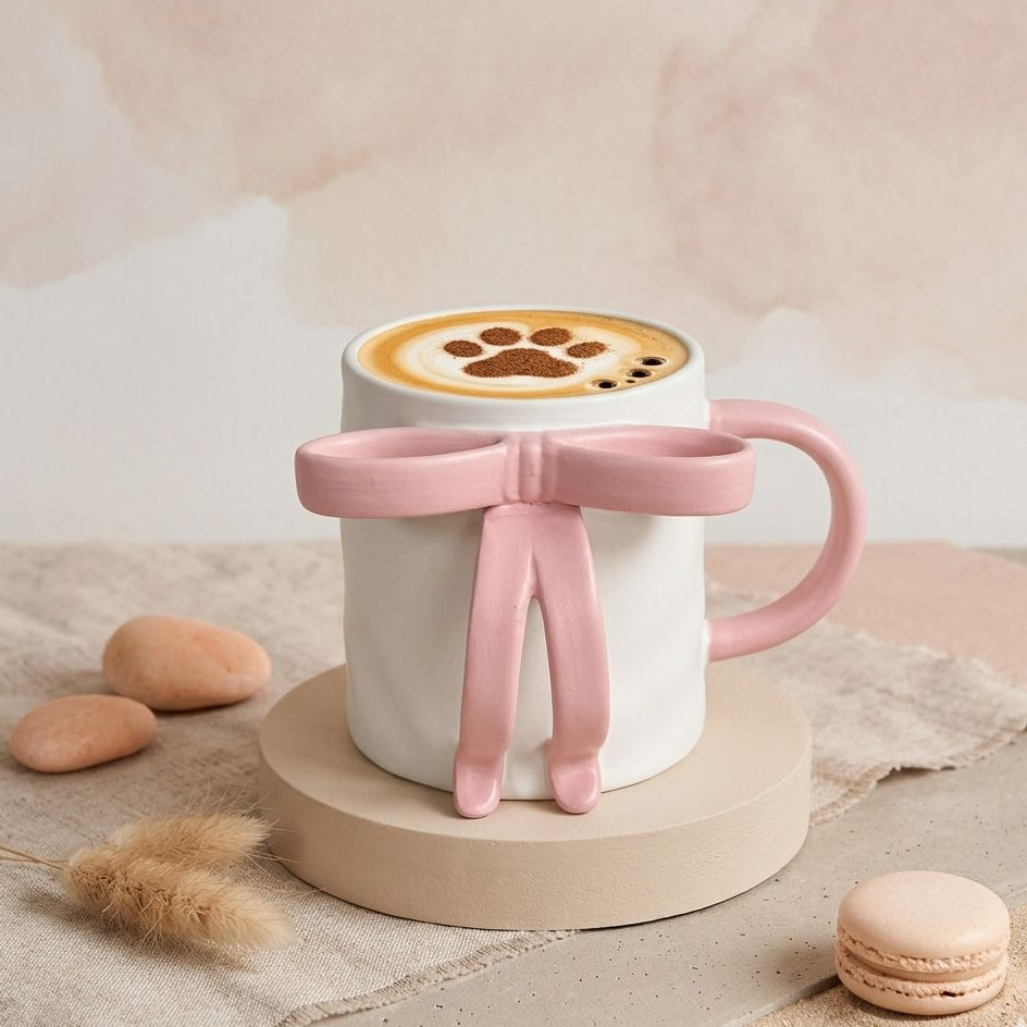 TAZA CON ASA DE LAZO ROSADO