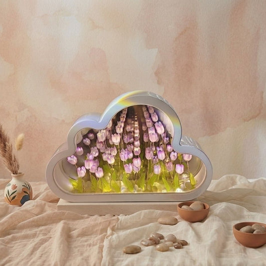 LAMPARA DE NUBE DE TULIPANES COLORES VARIADOS CON CABLE USB