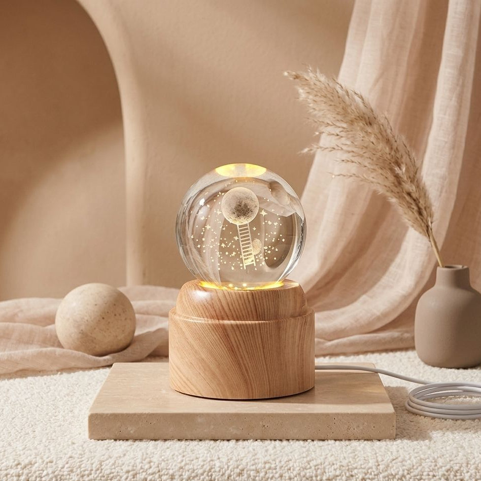 BOLA DE CRISTAL PEQUEÑA CON BASE GIRATORIA