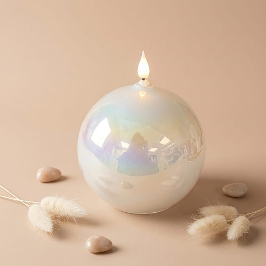 ADORNO VELA CON LUZ REDONDA BLANCA