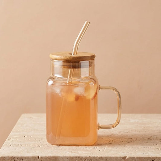 VASO CON PITILLO CUADRADO CARAMELO Y TORNASOL