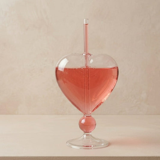 VASO CORAZÓN DE VIDRIO CON PITILLO