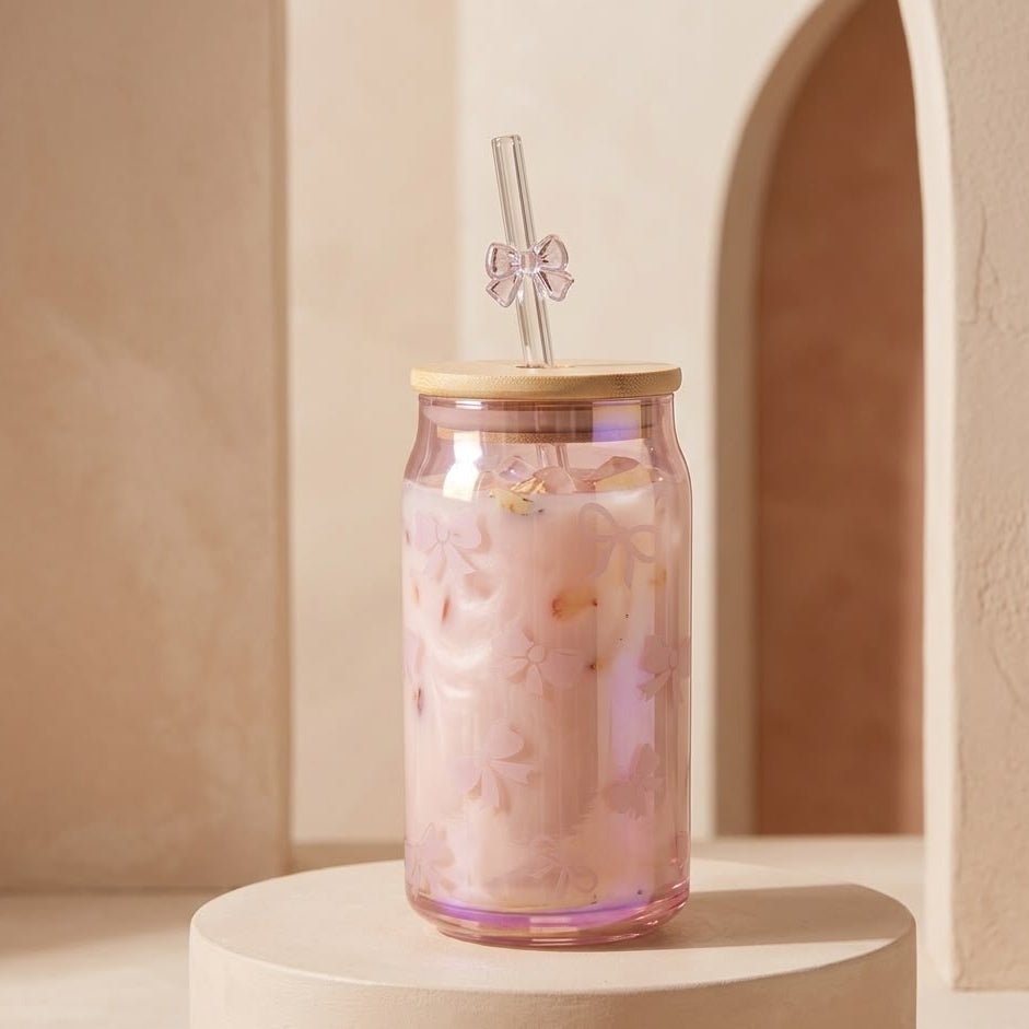 VASO REDONDO MEDIANO CON LAZOS ESTAMPADOS