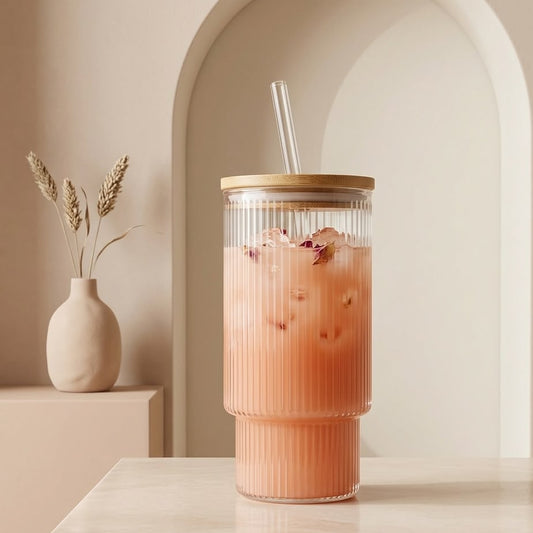 VASO GRANDE CON TAPA DE MADERA Y PITILLO CON LINEAS PINTEREST