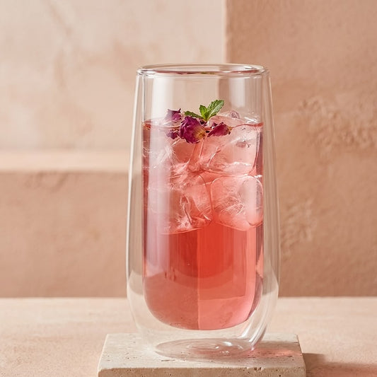 VASO ALTO LISO DOBLE CAPA GRUESO TRANSPARENTE