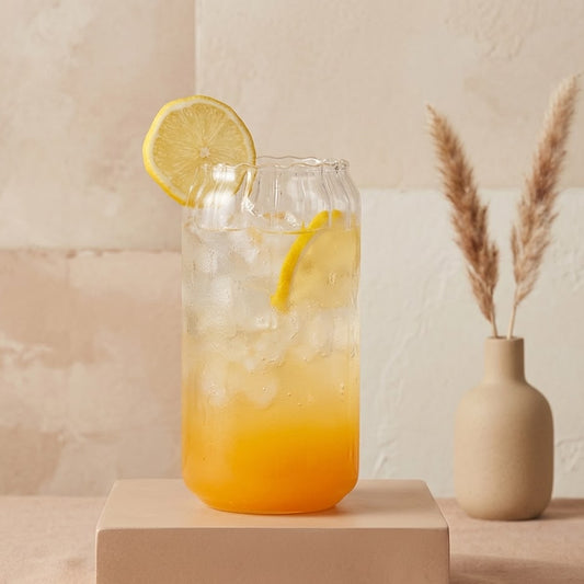 VASO DE VIDRIO CON LINEAS