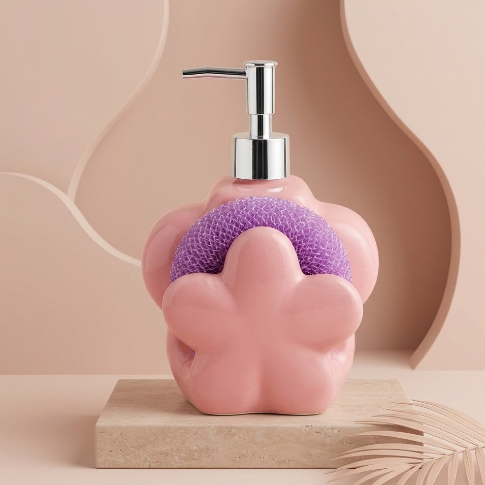 DISPENSADOR DE JABÓN DE FLOR ROSADO