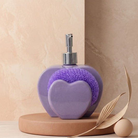 DISPENSADOR DE JABON CORAZÓN LILA
